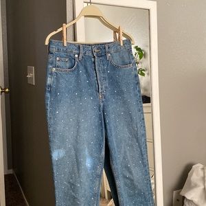 H&M bedazzled high rise jeans!